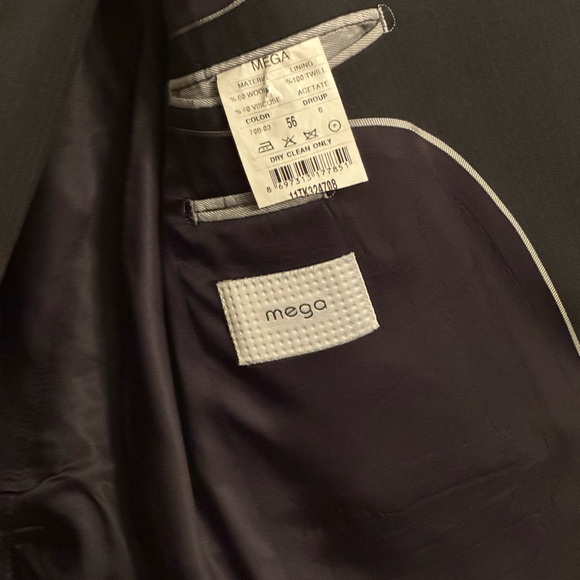 Dark Navy Blue pin stripe suit. - Picture 2 of 3